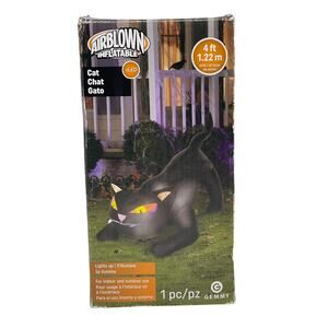 Gemmy Pouncing Black Cat Light Up AIrblown Inflatable Lawn Decoration #64911